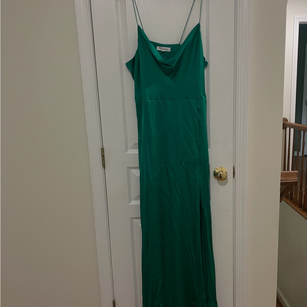INTERMIX Slip Dress Paris Silk Blend Emerald Green